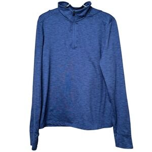 Jockey Sporty Men's Blue Heathered Quarter Zip Pullover Long Sleeve Shirt Small